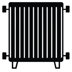 Minimalist outline shows a radiator panel with a simple black silhouette and vertical bars