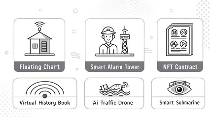Digital Futures Set: Smart City Technology Line Icons, Isolated                                                                                       