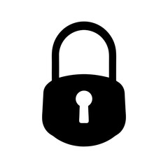 Simple black silhouette of a closed padlock, representing security and protection