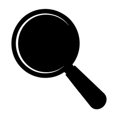 A simple black magnifying glass vector illustration on a white background