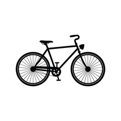 Fototapeta premium Classic black bicycle silhouette with detailed spoked wheels and headlight