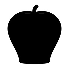 Silhouette of an Apple with Stem on a White Background