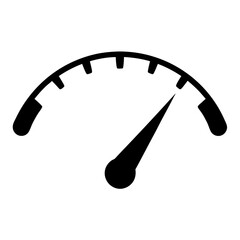 Black speedometer gauge with needle, illustration of measurement and technology
