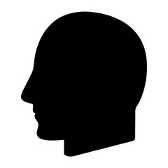 Side View of a Black Human Head Silhouette with Rounded Top Shape