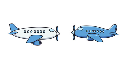 Two Cartoon Airplanes Facing Each Other on a White Background