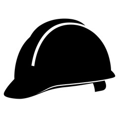 Black and white image of a construction hard hat for safety