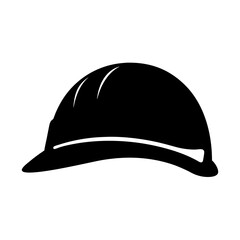 A black and white graphic of a construction worker's safety helmet