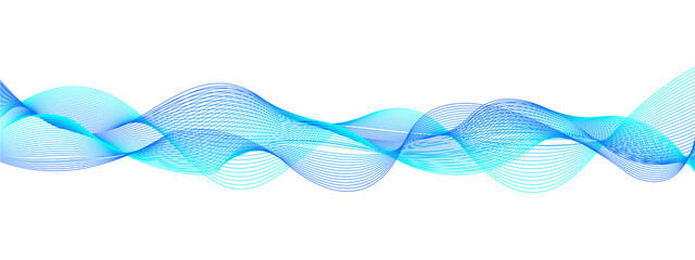 Abstract blue and teal glowing waveform on black background