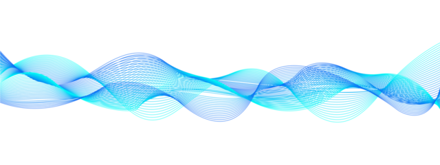 Abstract blue and teal glowing waveform on black background