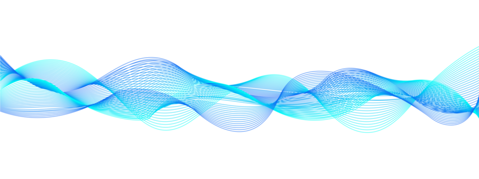 Abstract blue and teal glowing waveform on black background