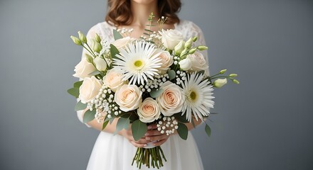 Elegant Wedding Bouquet Held by Bride.