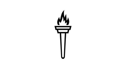Simple black and white line drawing of a torch with a flame
