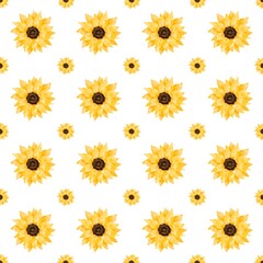 Seamless Sunflower Pattern on White Background
