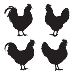 vector illustration of chicken set chicken, rooster, hen, bird, farm,