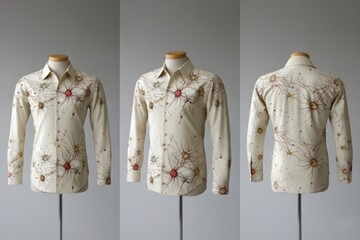 Vintage Floral Pattern Men's Shirt Front and Back Views
