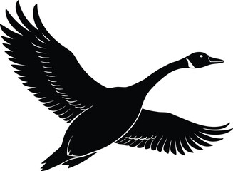 Goose In Flight Silhouette | Bird Wildlife Vector Design