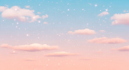 Dreamy pastel sky with soft pink clouds and sparkling stars for whimsical designs, enchanting backdrops, and imaginative children's projects