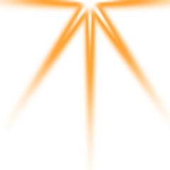 Orange light rays emanating from top isolated on transparent background