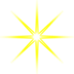 Yellow starburst light effect isolated on transparent background