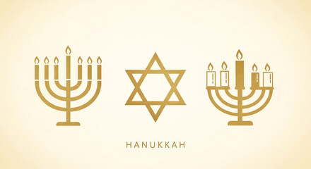 Celebrate Hanukkah with this elegant golden menorah design, perfect for holiday greetings and festive decorations during the joyful season of lights
