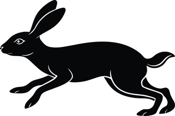 Rabbit Hopping Silhouette | Wildlife Animal Vector Illustration