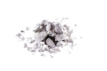 Calcium and Magnesium stones, white background. Called virgin lime or quicklime