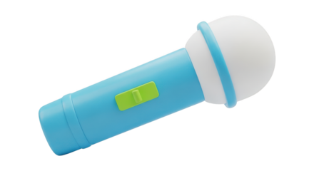 Toy microphone isolated on transparent background for kids singing and playing