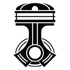 The black automotive piston conveys engineering and mechanical power through its sleek, impactful form