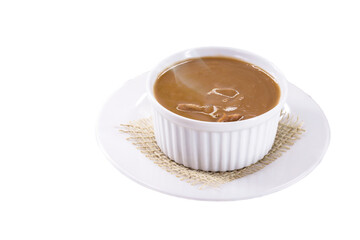 Brazilian bean broth, homemade bean isolated white background, copyspace
