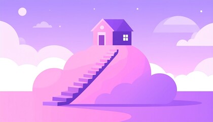 Dream Home - House on a Hill with Stairway to the Sky.