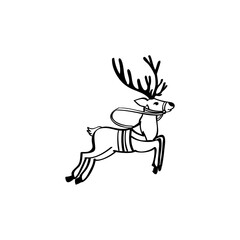 Deer hand drawn vector illustration. Santa's reindeer icon