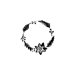 Christmas wreath hand drawn vector illustration