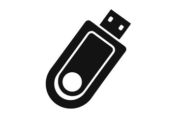 Black USB flash drive icon shows connection, storage, and compact technology clearly