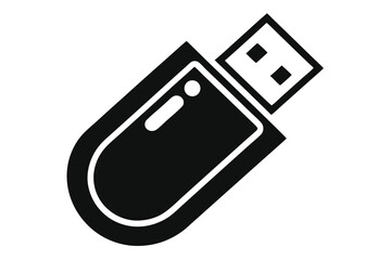 A simple black and white USB drive design features clean lines and modern aesthetic