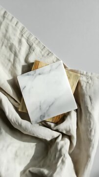 Marble Coasters on Linen Cloth - A Minimalist Aesthetic.