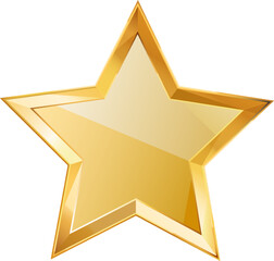 Gold Star. Vector realistic image. White background.