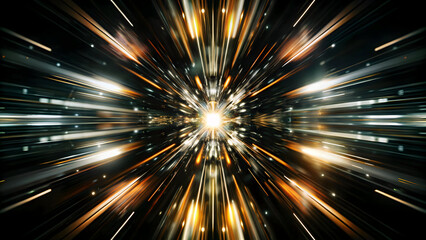 Radiant light streaks bursting outward from bright center abstract digital art