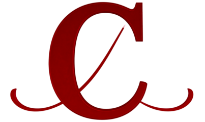 Elegant Serif Capital Letter C with Classic Typography Style, Transparent Background