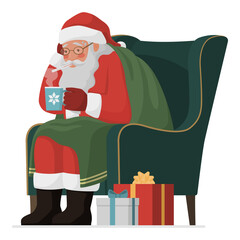 Sick Santa Claus taking his temperature