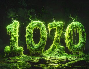 Glowing, dripping numbers in a dark forest