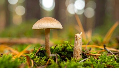 Close-up of small mushroom in forest