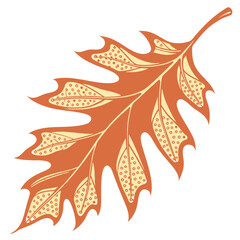 Autumn leaf halftone collage element. Floral object for mixed media design, vintage punk dotted foliage, retro modern cutout shape. Vector illustration isolated on transparent background