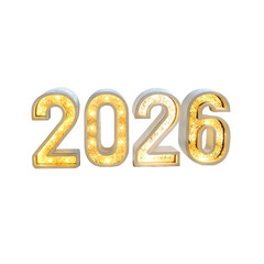 Illuminated numbers 2026 in a decorative style against a black background. The numbers are bright and eye-catching, suitable for celebrations or events.