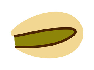 Vector pistachio nut isolated on white. Fresh green seed illustration for healthy snack, vegan food, ingredient, bakery, culinary, premium label, modern design.