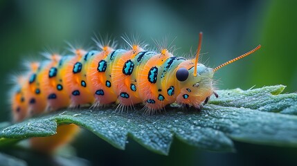 Colorful caterpillar on leaf