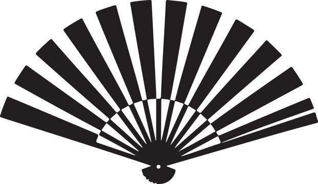Traditional folding hand fan silhouette vector illustration with elegant decorative design, oriental accessory template for culture, fashion, summer cooling, performance, and artistic decoration conce