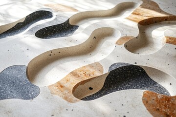 Obraz premium Abstract textured surface with organic wavy forms. Features speckled natural materials in earth tones, creating modern sculptural depth.