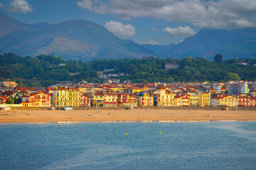 View of view of the bay and Saint Jean de Luz, Basque Country from Pointe Saint Barbe, France