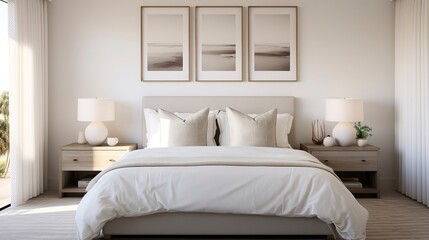 Serene Master Bedroom with White Bedside Tables