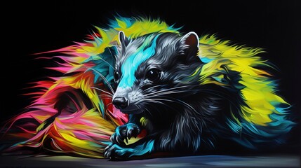Skunk neon oil paintings thick brushstrokes